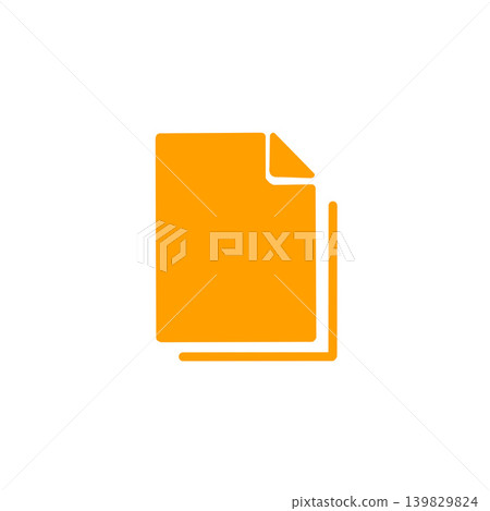 Orange icon of stacked paper, white background, image of a document or copy. Orange icon of stacked paper, white background, image of a document or copy. 139829824