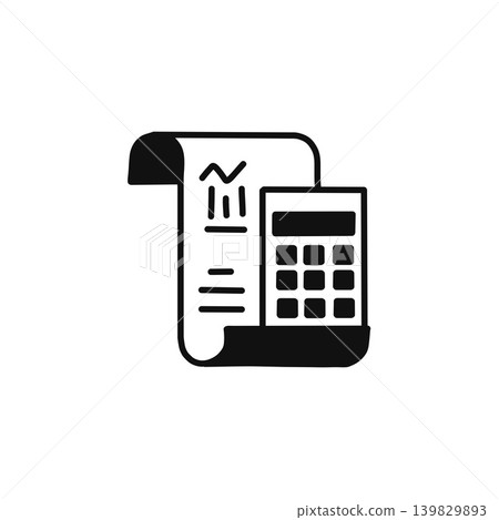Simple icon illustration of a calculator and scratch paper - accounting, bookkeeping, business Simple icon illustration of a calculator and scratch paper - accounting, bookkeeping, business 139829893