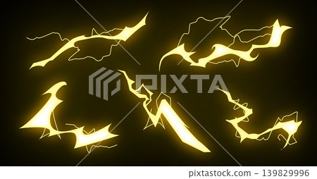 Electricity and Lightning Effect Set: Illustrations of lightning flashes and sparks Electricity and Lightning Effect Set: Illustrations of lightning flashes and sparks 139829996