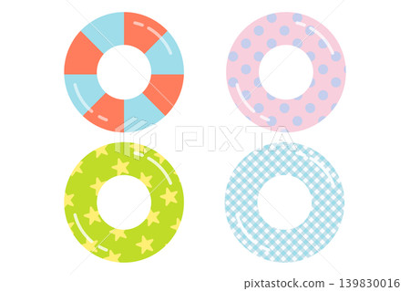 Colorful swim ring illustration set 139830016