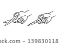 Two types of hands holding scissors 139830118