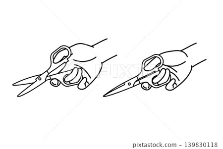 Two types of hands holding scissors Two types of hands holding scissors 139830118