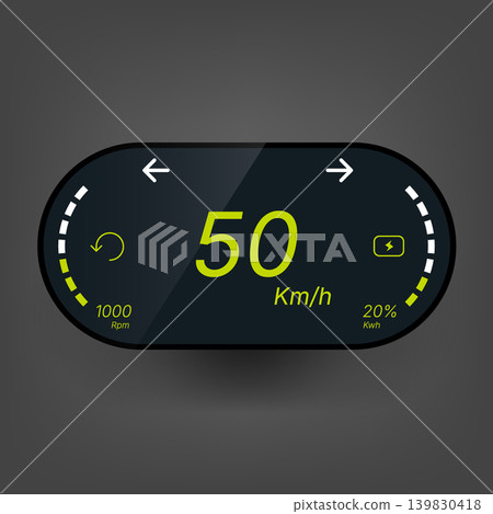 Modern Electric Vehicle Dashboard Speedometer User Interface Modern Electric Vehicle Dashboard Speedometer User Interface 139830418