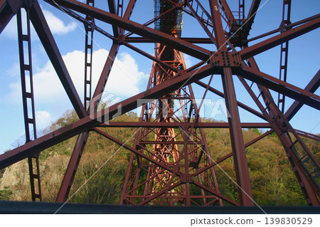 從正下方仰望兵庫縣神町的舊阿瑪魯貝鐵路橋（棧橋），這是一張難得一見的景象。 139830529