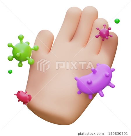 3D Render of Dirty Hand with Bacteria and Virus Microorganism Cells 3D Render of Dirty Hand with Bacteria and Virus Microorganism Cells 139830591