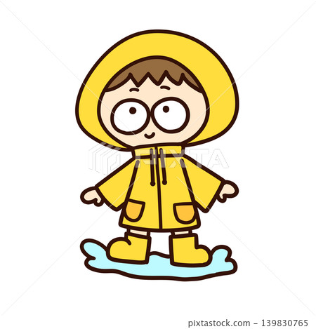 Boy in a raincoat during the rainy season 139830765