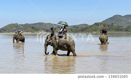 Tourists Enjoy Elephant Ride At Lak Lake Area In Dak Lak Province, Vietnam. 139831085