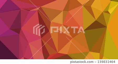 紅色和黃色漸層多邊形設計幾何圖案背景 139831464