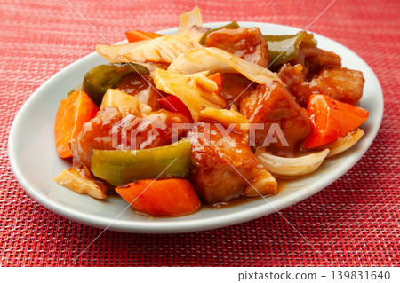sweet and sour pork	 139831640