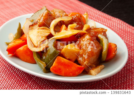 sweet and sour pork	 139831643