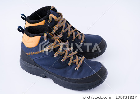 Trekking boots for hiking on a white background Trekking boots for hiking on a white background 139831827