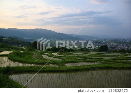 Obasute rice terraces at dusk, Nagano 139832475