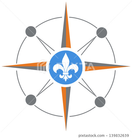 Compass with Fleur-de-lis symbol in the centre 139832639