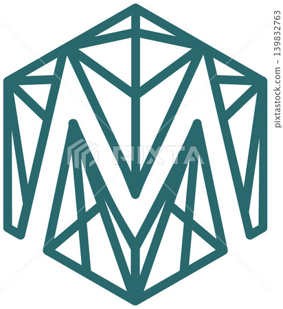 The letter "M" in the line technique 139832763