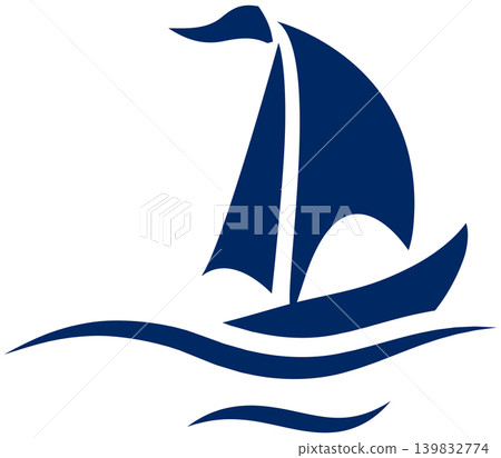 a symbolic yacht sailing on the waves 139832774