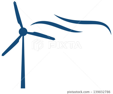 stylized image of a wind turbine and air flow 139832786