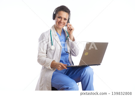 Confident Medical Professional Providing Online Care with Headse Confident Medical Professional Providing Online Care with Headse 139832808