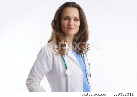Portrait of a Trustworthy Female Doctor in Medical Attire Portrait of a Trustworthy Female Doctor in Medical Attire 139832811