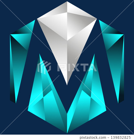 letter "M" over the blue background letter "M" over the blue background 139832825
