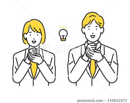 Illustration material: A business person (male or female) who is satisfied. Illustration material: A business person (male or female) who is satisfied. 139832973