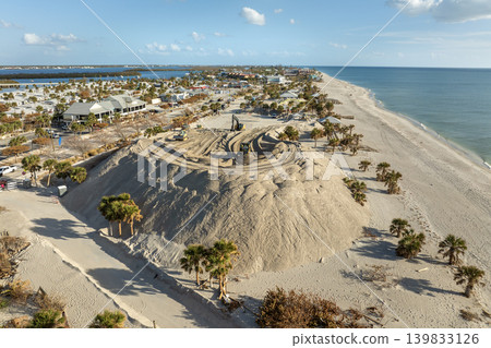 Piles of sand at Charlotte County sand recipient site at Englewood Beach on Manasota Key as hurricane Milton aftermath cleanup Piles of sand at Charlotte County sand recipient site at Englewood Beach on Manasota Key as hurricane Milton aftermath cleanup 139833126