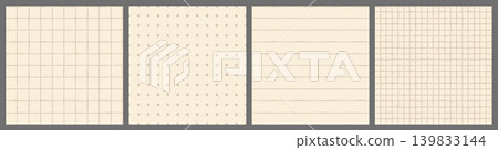 Notebook paper with irregular organic lines seamless vector pattern set, Old vintage lined, dot grid and squares check background for back to school, math, education and journaling designs Notebook paper with irregular organic lines seamless vector pattern set, Old vintage lined, dot grid and squares check background for back to school, math, education and journaling designs 139833144
