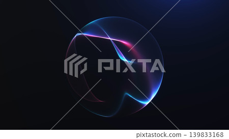 Futuristic magenta cyan glowing ring with flowing wave lines, dark minimal space and soft neon motion for abstract technology, music and sci-fi visuals. Futuristic magenta cyan glowing ring with flowing wave lines, dark minimal space and soft neon motion for abstract technology, music and sci-fi visuals. 139833168