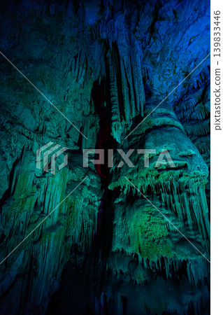 Natural limestone cave interior in Gibraltar upper nature reserve 139833446