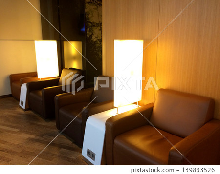 Frankfurt, Germany, 02 September 2017: Empty frequent flyer lounge in the evening Frankfurt, Germany, 02 September 2017: Empty frequent flyer lounge in the evening 139833526