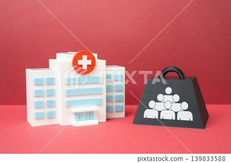 A hospital and a high patient load. Healthcare system capacity during an epidemic. Medical overload, emergency response and pressure on hospitals and staff. A hospital and a high patient load. Healthcare system capacity during an epidemic. Medical overload, emergency response and pressure on hospitals and staff. 139833588