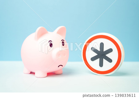Piggy bank weighed down by hidden contract terms. Restrictions and penalties on deposits and savings at the bank. Financial pressure and unfair banking rules. Piggy bank weighed down by hidden contract terms. Restrictions and penalties on deposits and savings at the bank. Financial pressure and unfair banking rules. 139833611