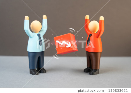 Business partners are in conflict over business losses. Financial problems, partnership disputes and disagreements about responsibility for company decline. Business partners are in conflict over business losses. Financial problems, partnership disputes and disagreements about responsibility for company decline. 139833621