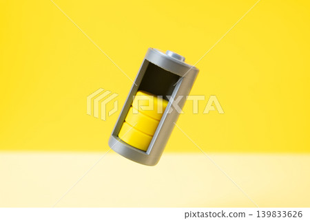 The battery is half charged. The battery has half a charge. The concept of vitality level, limited resources and energy efficiency in work and life. The battery is half charged. The battery has half a charge. The concept of vitality level, limited resources and energy efficiency in work and life. 139833626