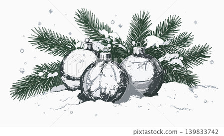 Christmas ornaments with peace sign in snow 139833742