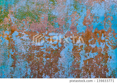Abstract Texture of Weathered Peeling Paint in Blue and Rust Abstract Texture of Weathered Peeling Paint in Blue and Rust 139833771