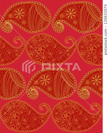 seamless pattern with Indian ornament. Turkish cucumber. seamless pattern with Indian ornament. Turkish cucumber. 139833974
