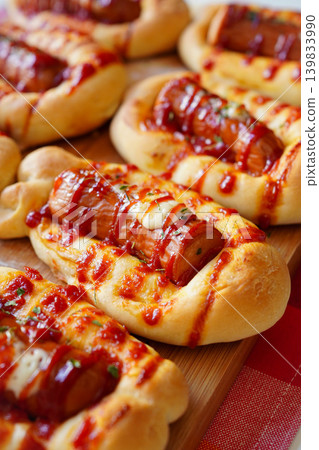Close-up of a freshly baked sausage roll Close-up of a freshly baked sausage roll 139833990