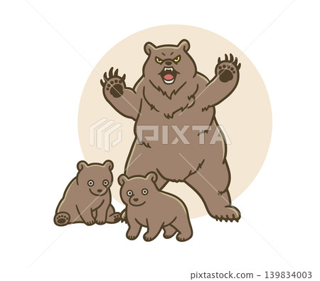 熊出沒警告－母熊及其幼獅插圖 139834003