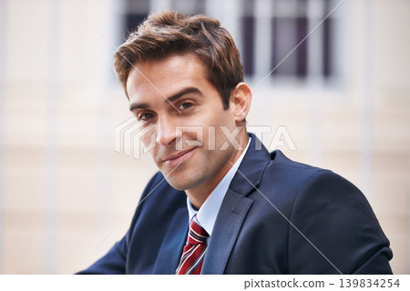 City, confident and portrait of business man for morning commute, travel and journey to office. Professional, corporate worker and person in urban town for entrepreneurship, job and career ambition City, confident and portrait of business man for morning commute, travel and journey to office. Professional, corporate worker and person in urban town for entrepreneurship, job and career ambition 139834254