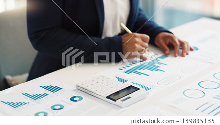 Business hands, calculator and financial data analytics, graphs or charts for revenue, profit or budget report. Accountant or bookkeeping person writing on documents, planning numbers and statistics Business hands, calculator and financial data analytics, graphs or charts for revenue, profit or budget report. Accountant or bookkeeping person writing on documents, planning numbers and statistics 139835135