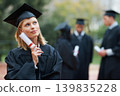 Graduation, certificate and thinking with student woman outdoor on campus for university or college event. Future, planning and vision with young graduate at school for education or scholarship 139835228