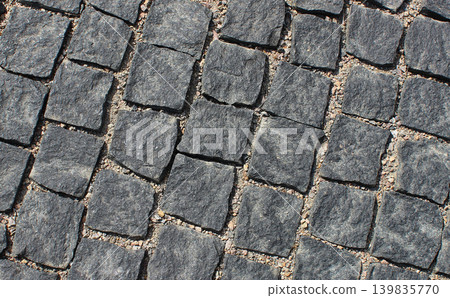Beveled Pattern Of Cube Form Dark Rough Cobble Stones Beveled Pattern Of Cube Form Dark Rough Cobble Stones 139835770