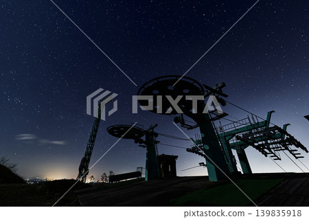 Ski resort and starry sky Ski resort and starry sky 139835918