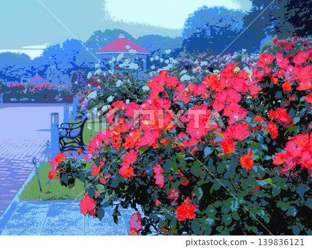 A park with roses in bloom in the early morning (afr20260515043255) A park with roses in bloom in the early morning (afr20260515043255) 139836121