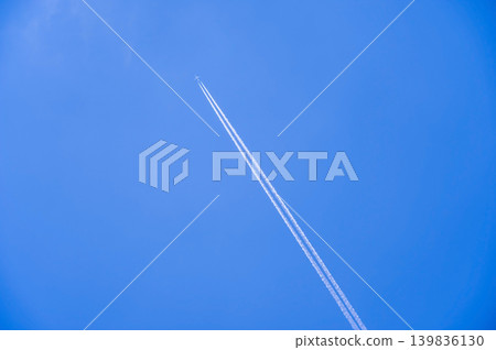 Blue sky and airplane cloud 139836130