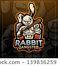 Rabbit gangster esport mascot logo design  139836259
