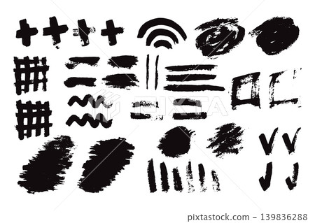 Bundle of black design elements grunge spots vector illustration Bundle of black design elements grunge spots vector illustration 139836288