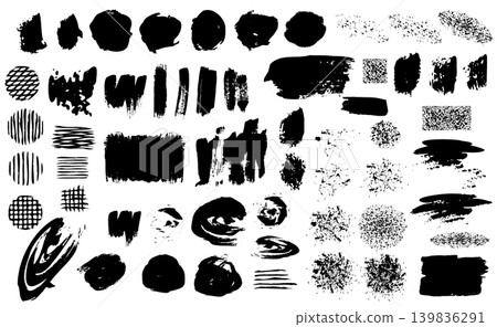 Set of black grunge design elements spots vector illustration Set of black grunge design elements spots vector illustration 139836291