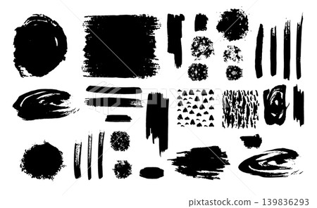 Bundle black design elements grunge spots vector illustration Bundle black design elements grunge spots vector illustration 139836293