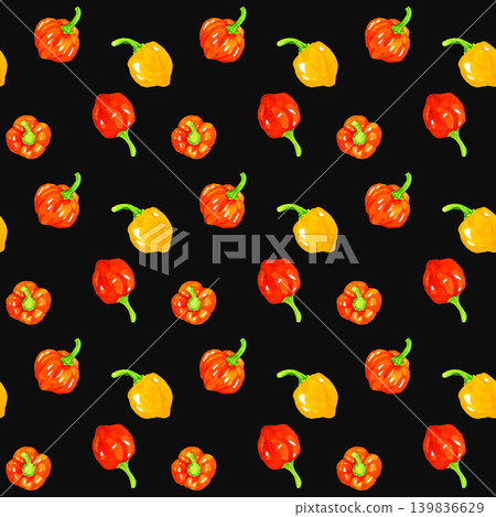 Habanero seamless pattern, hand-drawn watercolor illustration background material Habanero seamless pattern, hand-drawn watercolor illustration background material 139836629